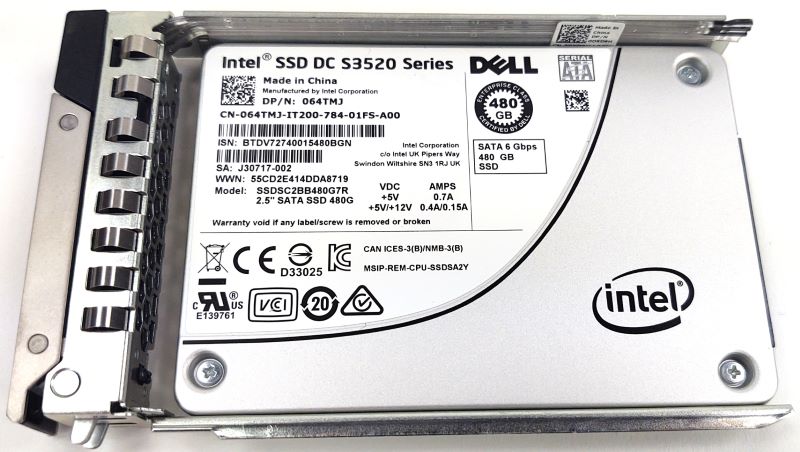 Dell SSDSC2BX200G4R 200GB 2.5 6Gb/s SATA Solid State Drive W/Caddy P/N: 03481G