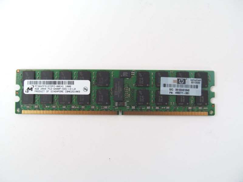 thumbnail image 2 of HP 499277-061 / Micron 4GB 2Rx4 PC2-6400P DDR2-800 ECC Registered Server RAM 2 of 4